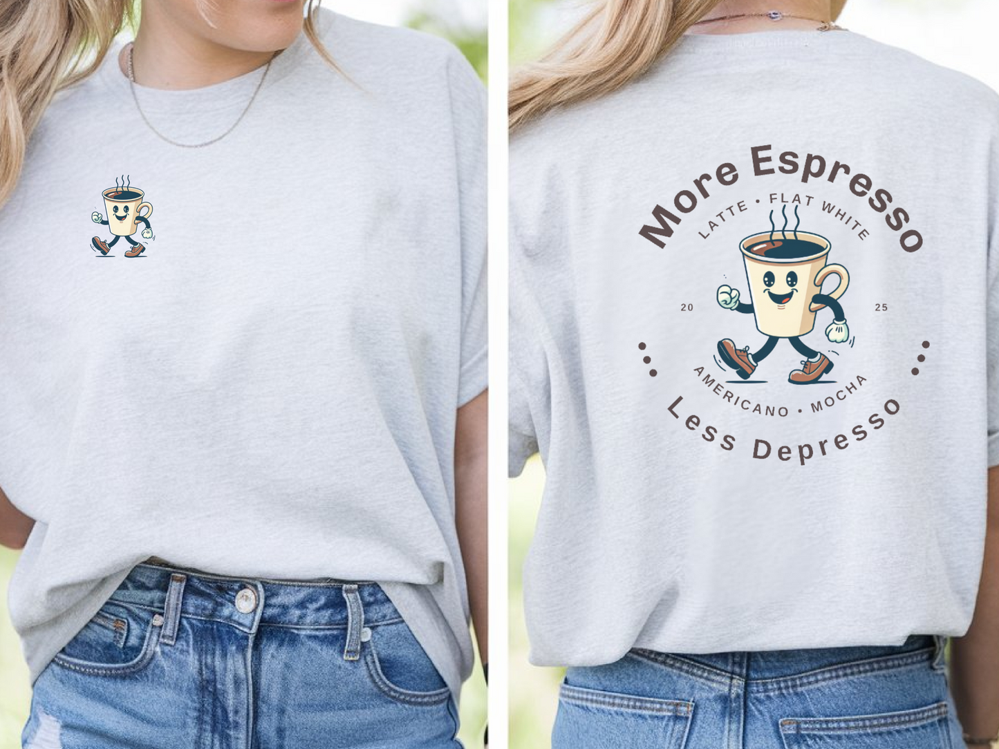 Coffee Lovers Tee,  'More Espresso, Less Depresso', Espresso Depresso, Aesthetic Tee for Coffee Lovers & Baristas, Retro Coffee Graphic Tee