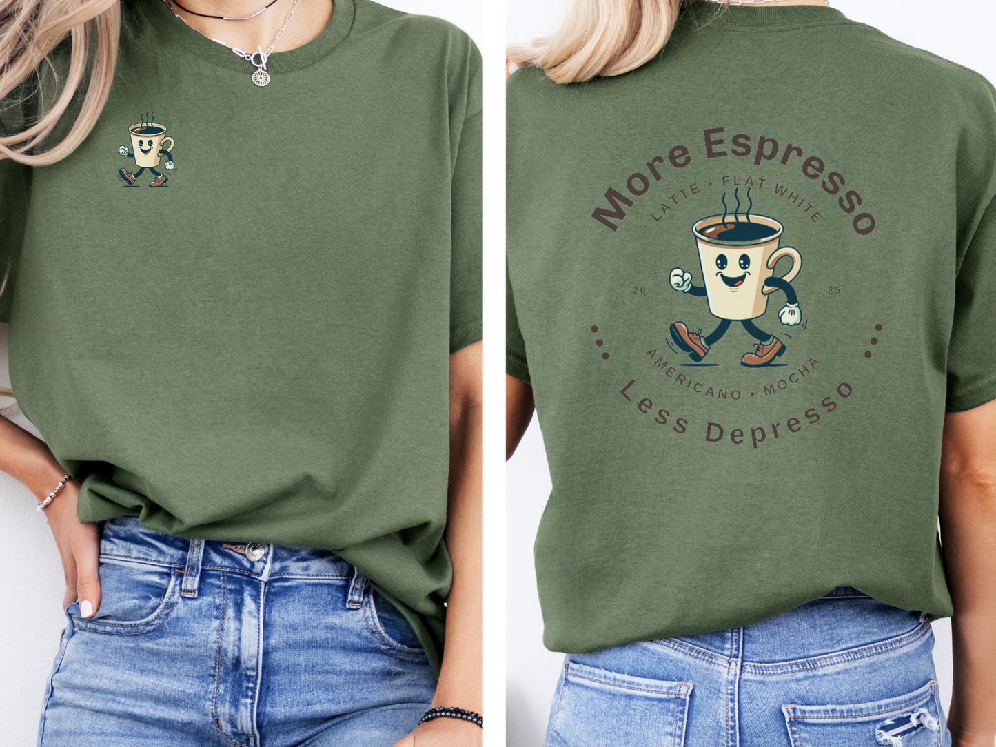 Coffee Lovers Tee,  'More Espresso, Less Depresso', Espresso Depresso, Aesthetic Tee for Coffee Lovers & Baristas, Retro Coffee Graphic Tee