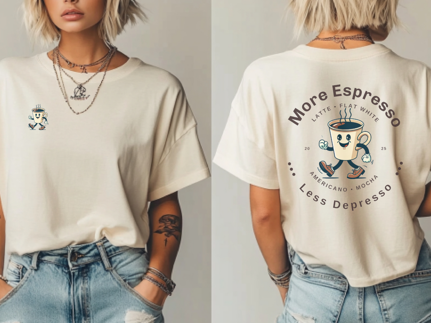 Coffee Lovers Tee,  'More Espresso, Less Depresso', Espresso Depresso, Aesthetic Tee for Coffee Lovers & Baristas, Retro Coffee Graphic Tee