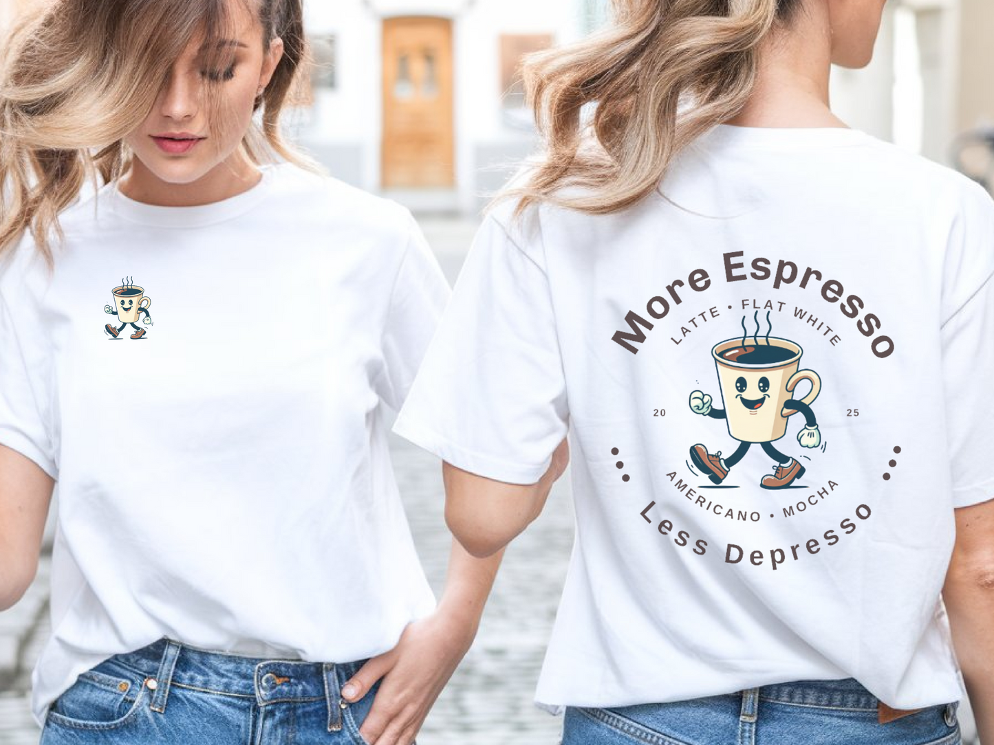 Coffee Lovers Tee,  'More Espresso, Less Depresso', Espresso Depresso, Aesthetic Tee for Coffee Lovers & Baristas, Retro Coffee Graphic Tee